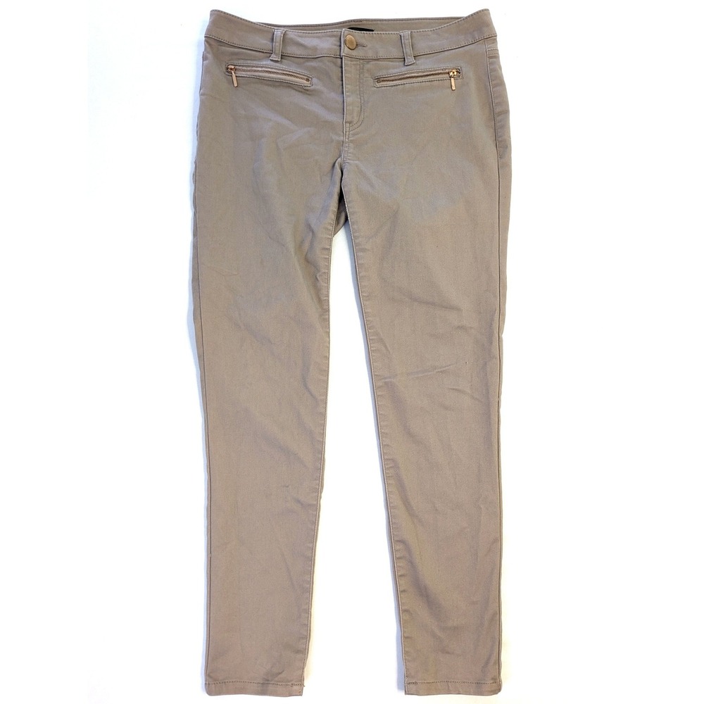 Fire Los Angeles Womens Khaki Skinny Pants Size 11 Rose Gold Zipper Detail Taupe